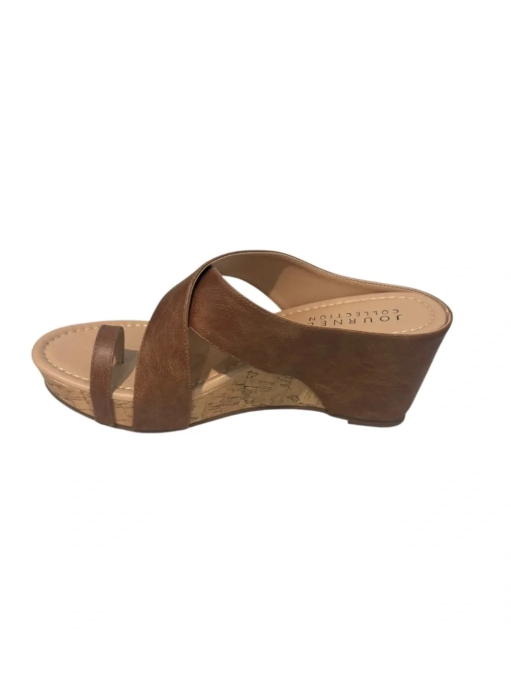 Journee Womens Rayna Brown Wedge Heel Slip on Sandals Size 8.5 - NWB